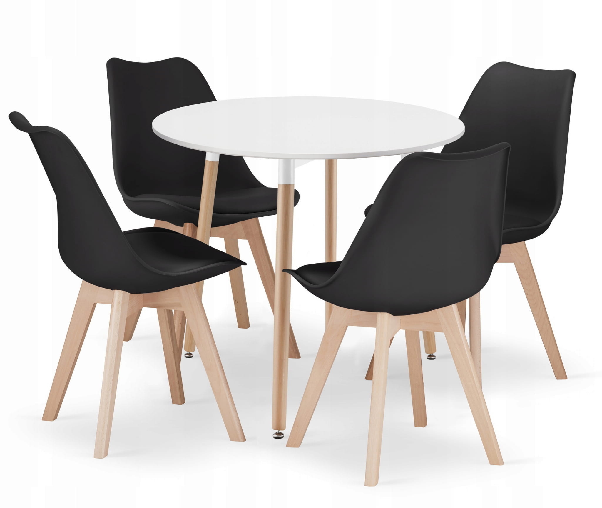 Compacte Eethoek Set - Ronde Tafel 80cm - 4 Stoelen - Ideaal voor Kleine Ruimtes