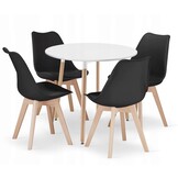 Praktische Eethoek Set - Onderhoudsvriendelijk - Witte Tafel met 4 Zwarte Stoelen