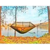 Duurzame Outdoor Hangmat met Geïntegreerd Muggennet - Premium Nylon - Natuurtinten