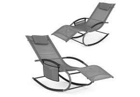 Design Tuinligstoel met Organizer - Modern Ligbed voor Tuin en Terras - Grijs