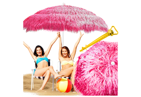 Stevige Strandparasol XL - Roze Hawaii Design - UV-bescherming - 160 cm
