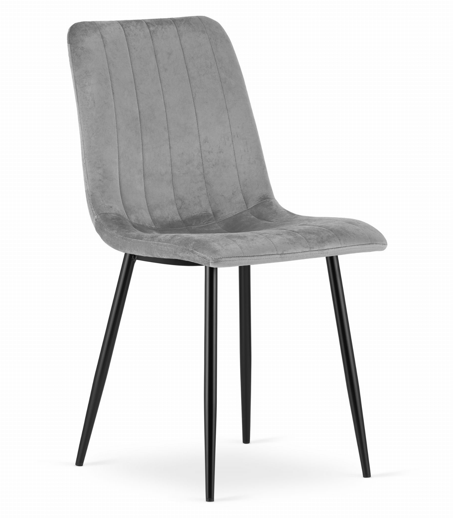 Luxe Velvet Eetkamerstoel - Fluweel Zacht Lichtgrijs met Zwart Metalen Frame