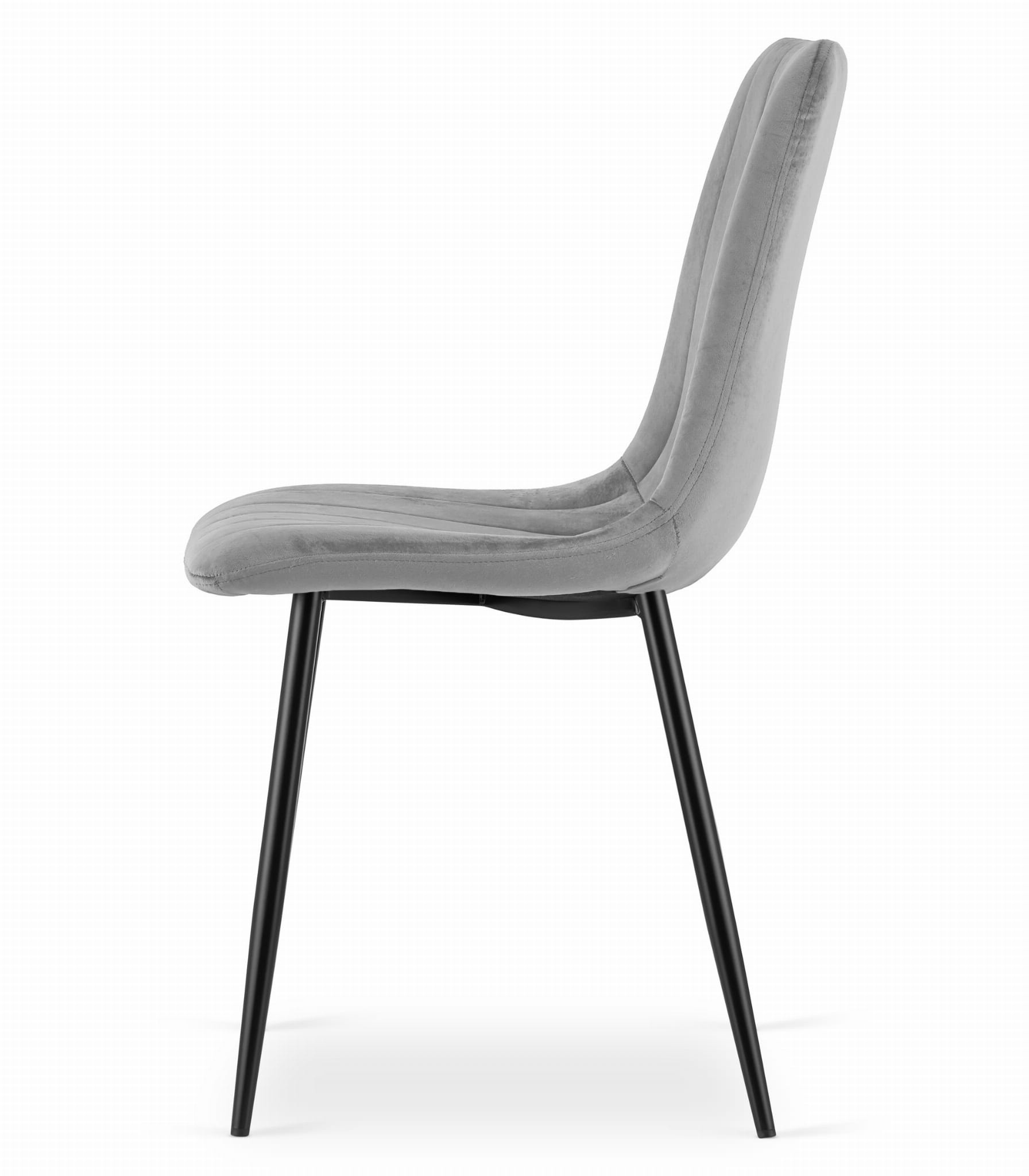 Luxe Velvet Eetkamerstoel - Fluweel Zacht Lichtgrijs met Zwart Metalen Frame