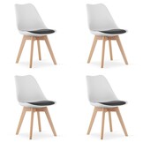 Design Eetkamerstoelen Set - 4 Scandinavische Stoelen met Kunstleren Zitting