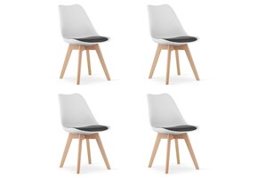 Design Eetkamerstoelen Set - 4 Scandinavische Stoelen met Kunstleren Zitting