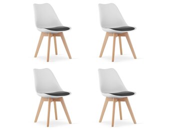 Design Eetkamerstoelen Set - 4 Scandinavische Stoelen met Kunstleren Zitting