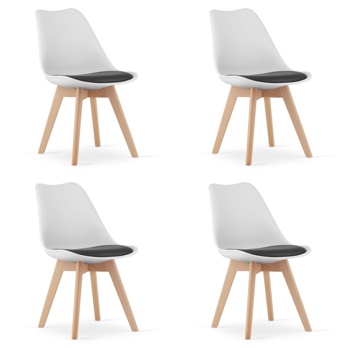 Design Eetkamerstoelen Set - 4 Scandinavische Stoelen met Kunstleren Zitting