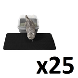Starterset Kattenbak Matten - 25x Zwarte Onderlegger 60x45 - Anti-Tracking Systeem