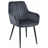 Compacte Velvet Eetkamerstoelen Duo - Zwart - Perfect voor Appartementen