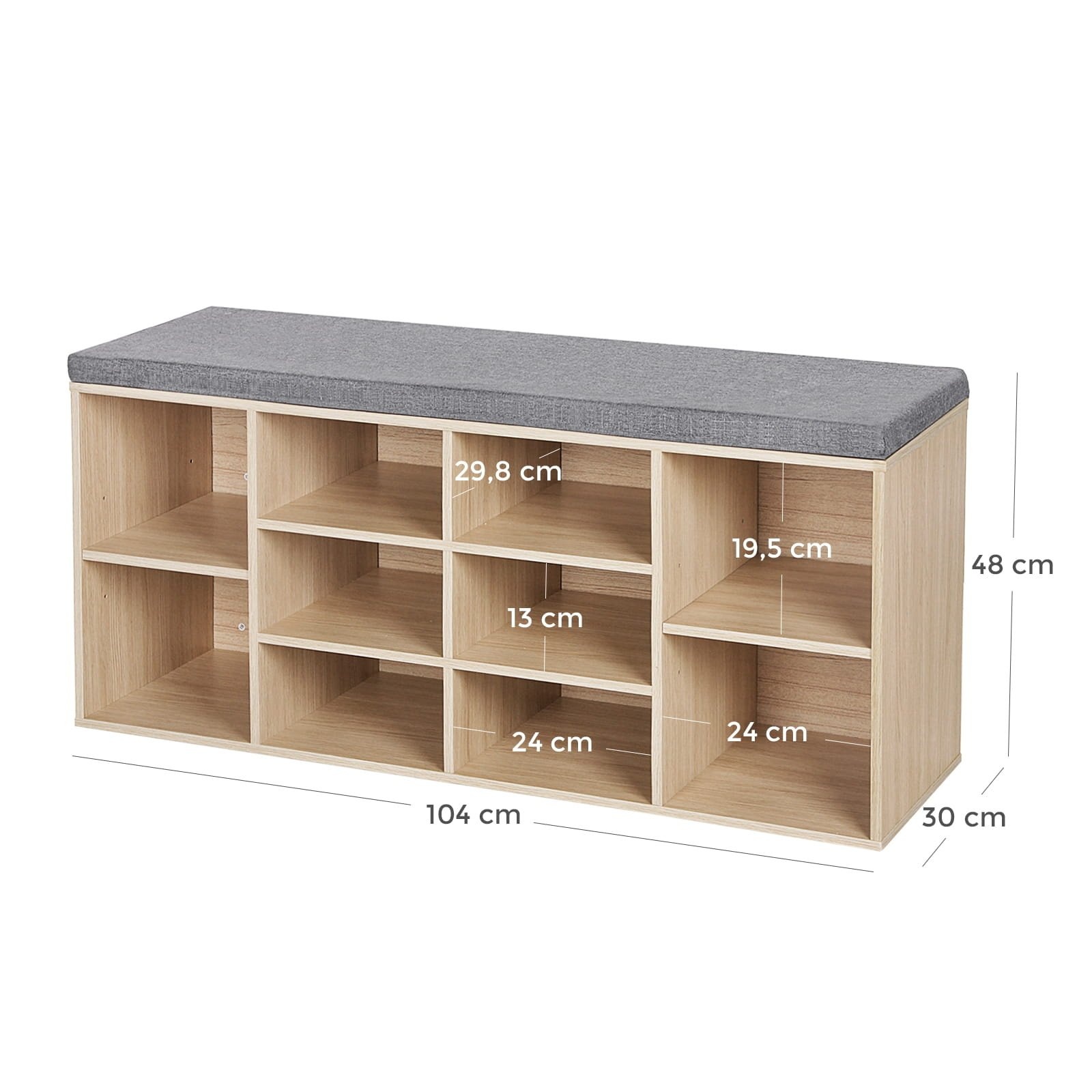 Comfortabele Schoenenbank met Verstelbare Planken - Extra Breed
