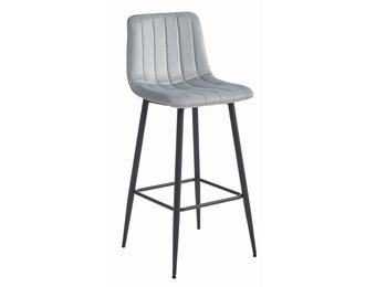 Luxe Fluwelen Design Barkruk - Zilvergrijs met Ergonomische Zitting