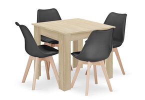 Compacte Eethoek 80x80 - Modern Design - Eiken/Zwart - 4 Persoons