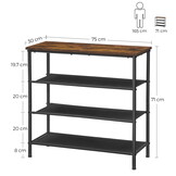 Compacte Schoenenkast 30cm - Industrieel Design - 3 Planken - Bruin