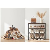 Vintage Look Schoenenkast - Industriële Stijl - Metaal & Hout - Bruin