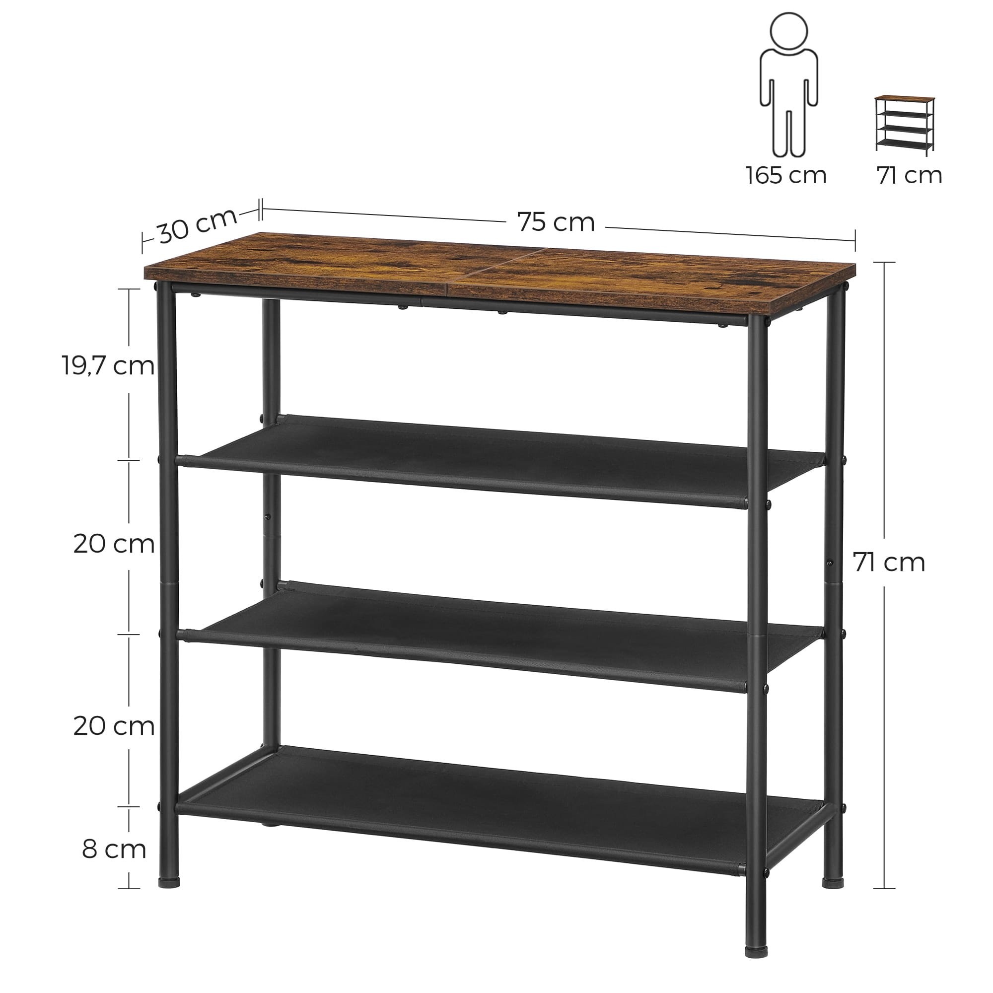Duurzame Metalen Schoenenkast - Rustiek Bruin - Industrieel Design