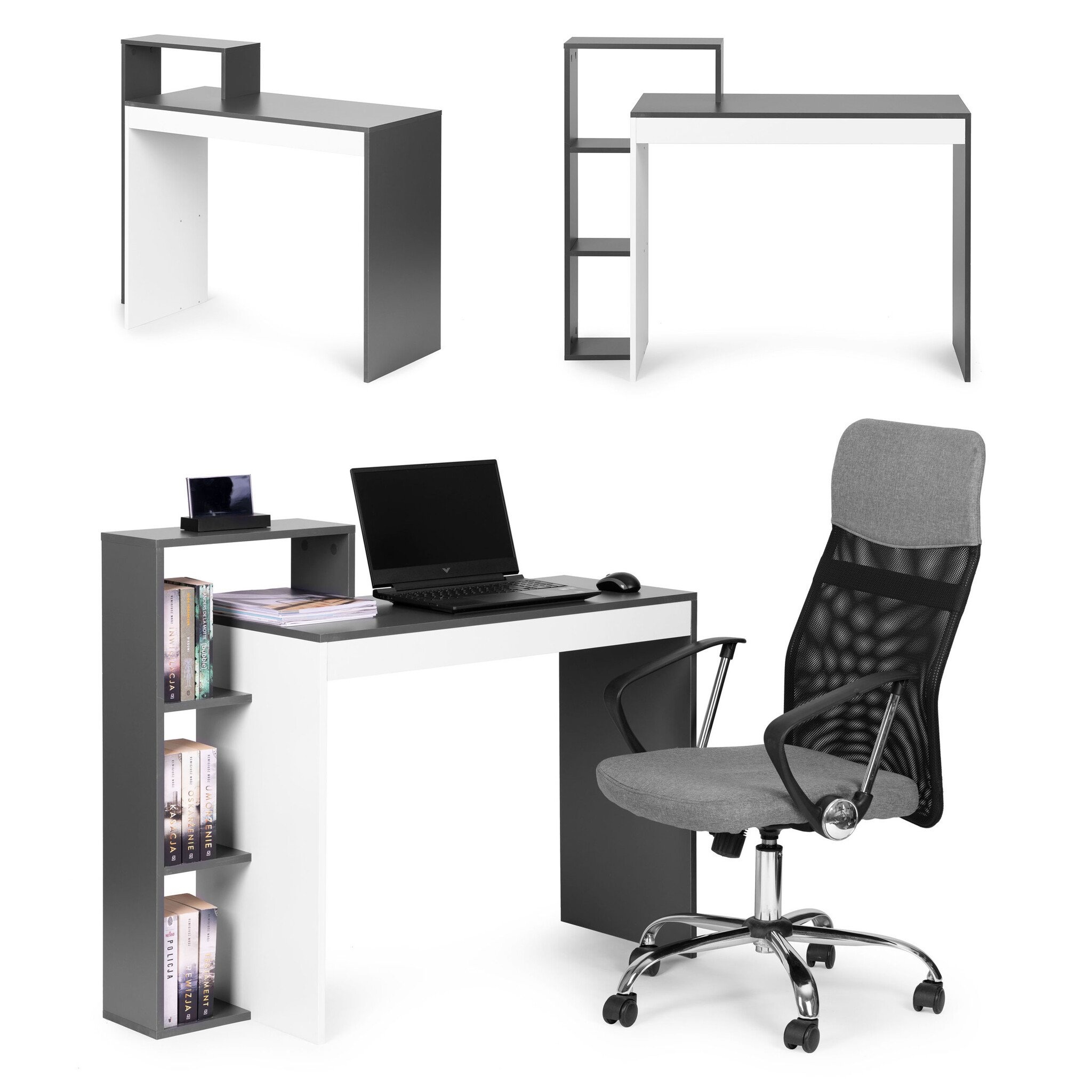 Design Bureau met Opbergkast - Stijlvol Grijs - 110cm Breed