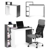 Multifunctioneel Bureau met Boekenkast - Compact Design - 4 Planken