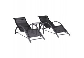 Ergonomische Tuinstoelen Set - Extra Comfort - Met Bijzettafel - Zwart
