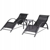 Ergonomische Tuinstoelen Set - Extra Comfort - Met Bijzettafel - Zwart