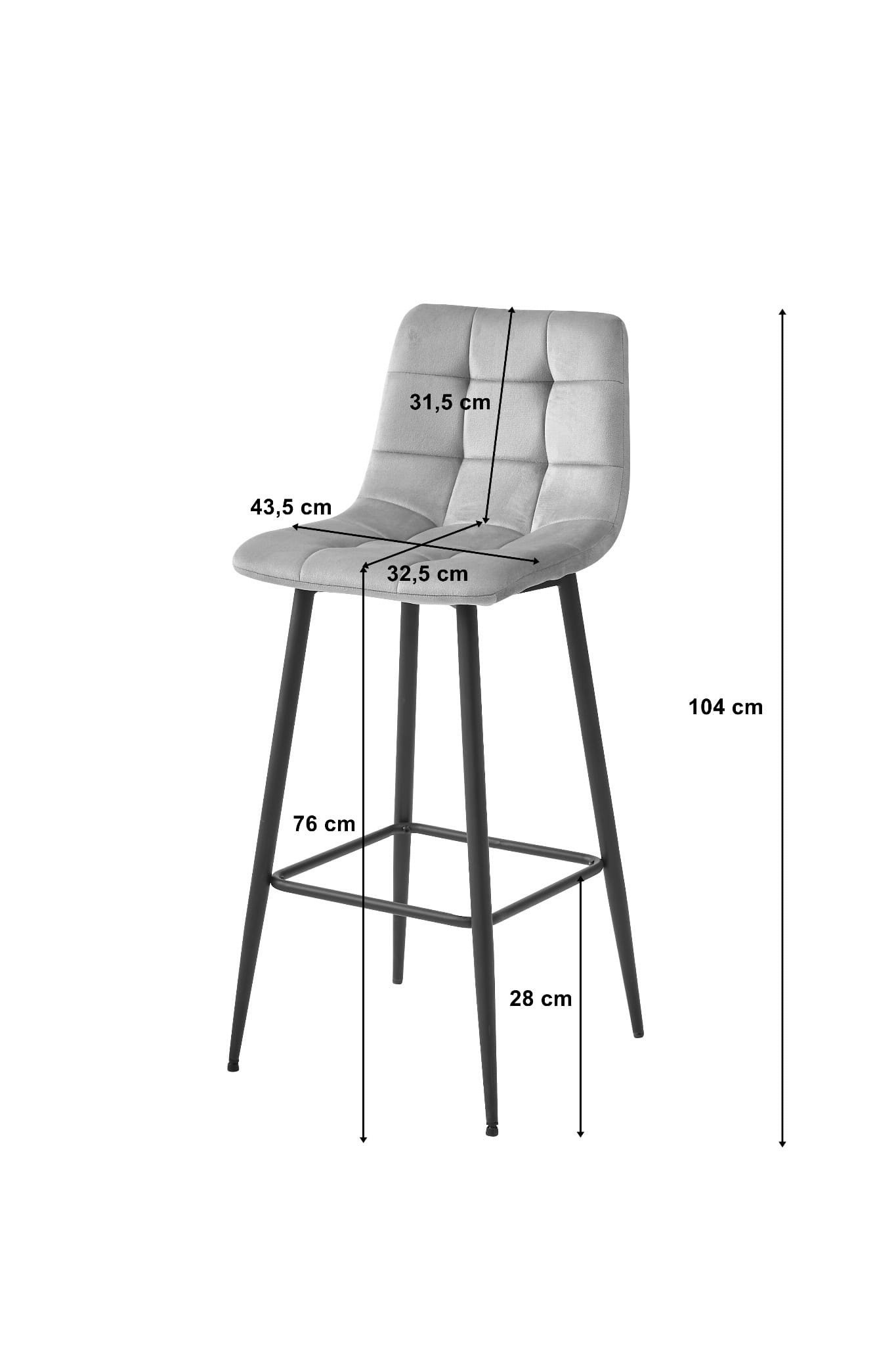 Ergonomische Barkruk - Zwart Fluweel - Extra Comfort