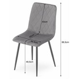 Moderne Fluwelen Eetkamerstoel - Beige - Lichtgewicht Design - Zwart Frame