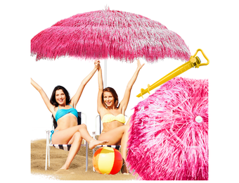 Tropische Parasol Hawaii-Style - UV-werend - 180 cm - Roze Zomersfeer