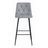 Luxe Fluwelen Barkruk - Zilvergrijs Design met Zwart Metalen Frame