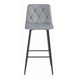 Ergonomische Barkruk met Voetensteun - Zilvergrijze Fluwelen Zitting