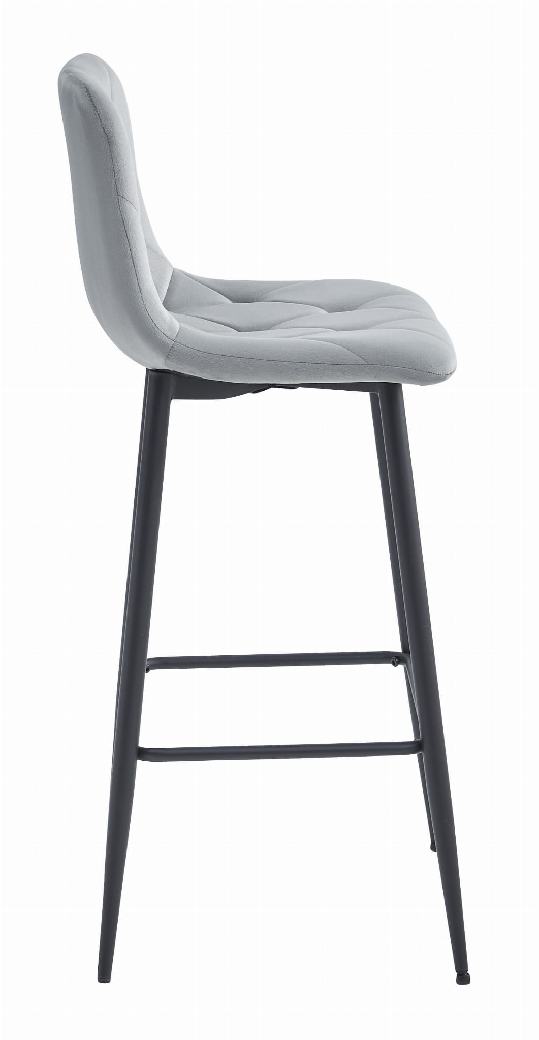 Ergonomische Barkruk met Voetensteun - Zilvergrijze Fluwelen Zitting