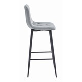 Design Barkruk Zilvergrijs - Modern Fluweel met Zwart Frame