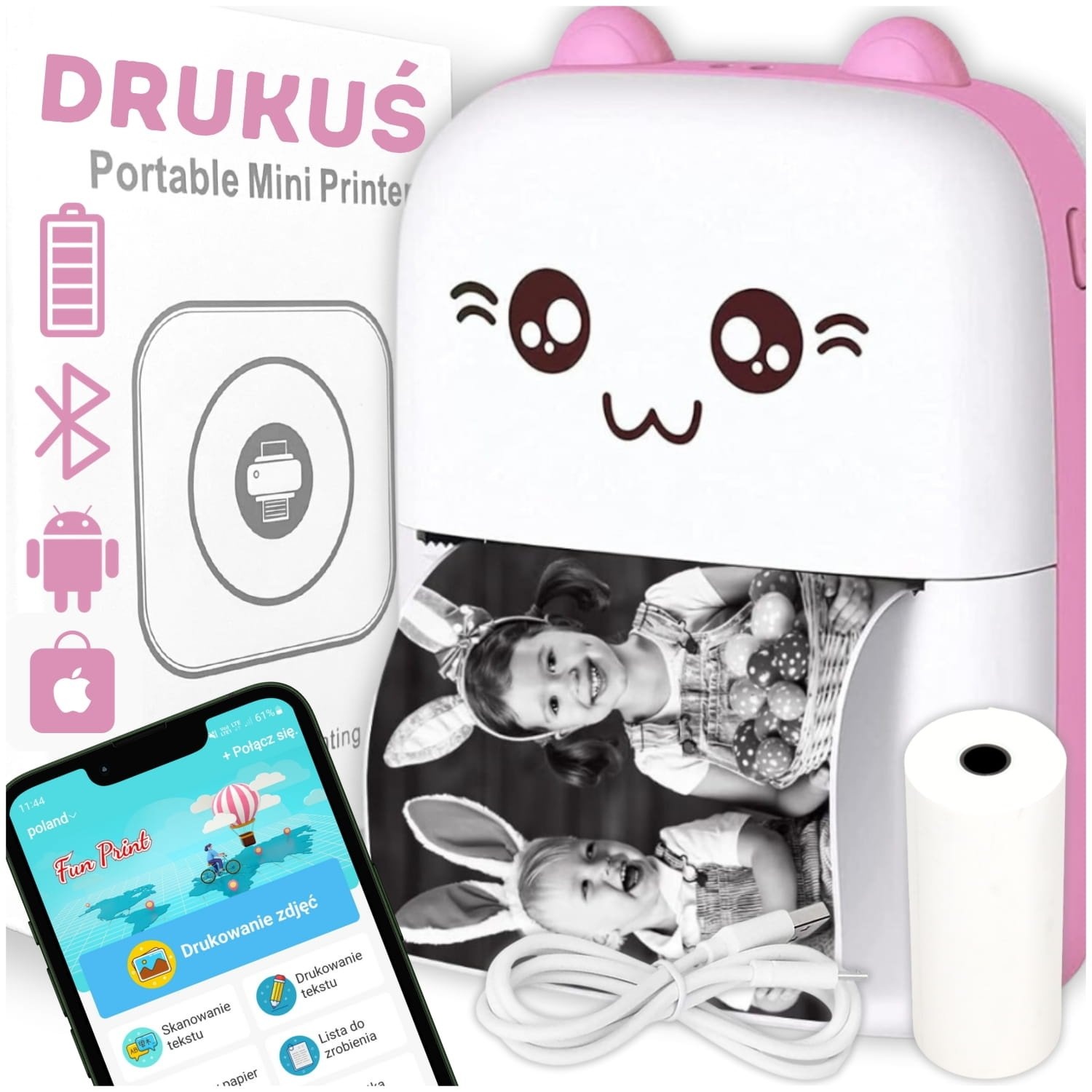 Reis Mini Printer - Ultra Compact - Oplaadbaar - Voor Onderweg