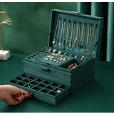 Duurzame Sieradendoos Eco-Leer - Flessengroen Design - Ruime Opbergruimte