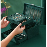 Duurzame Sieradendoos Eco-Leer - Flessengroen Design - Ruime Opbergruimte