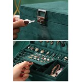 Luxe Design Sieradenkistje - Flessengroen Eco-Leer - Stijlvol Interieur