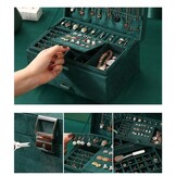 Premium Sieradencassette - Flessengroen Eco-Leer - Elegante Uitvoering