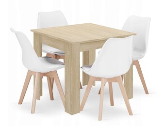 Ruimtebesparende Eethoek - 80x80 Tafel - 4 Comfortabele Stoelen