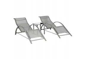 Tuinstoel - set van 2 - grijs - incl bijzettafel