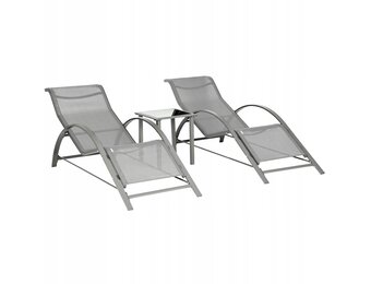 Tuinstoel - set van 2 - grijs - incl bijzettafel