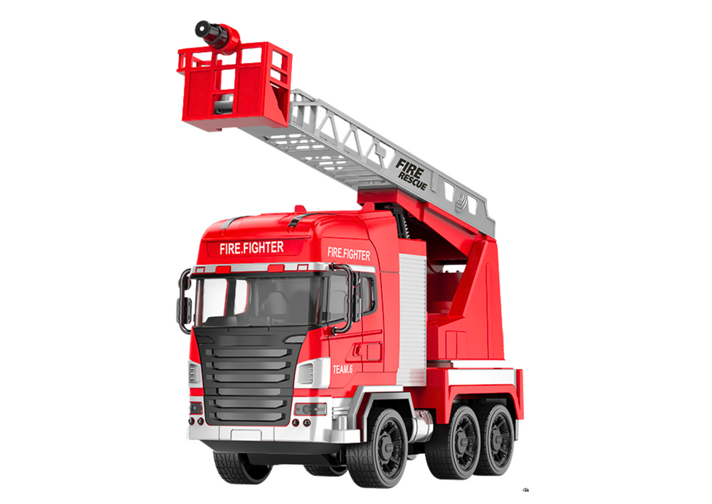 Brandweerauto speelgoed - uitschuifbare giek - water spuitend - 39x23x12 cm