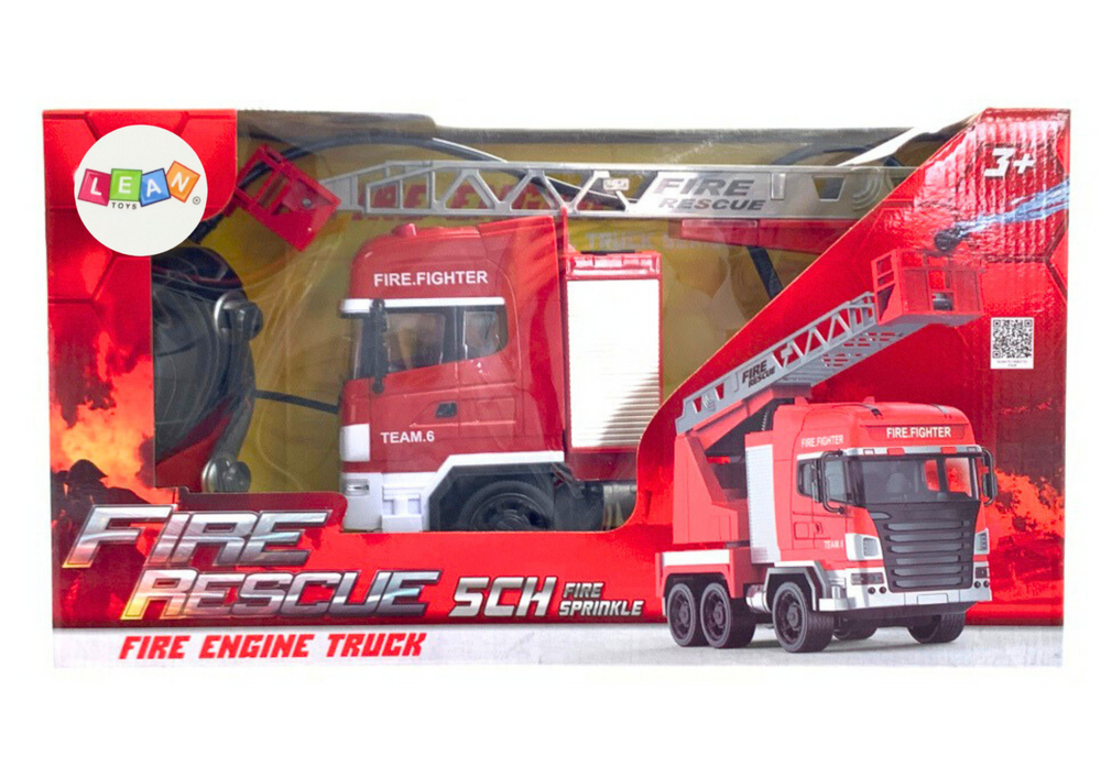 Brandweerauto speelgoed - uitschuifbare giek - water spuitend - 39x23x12 cm