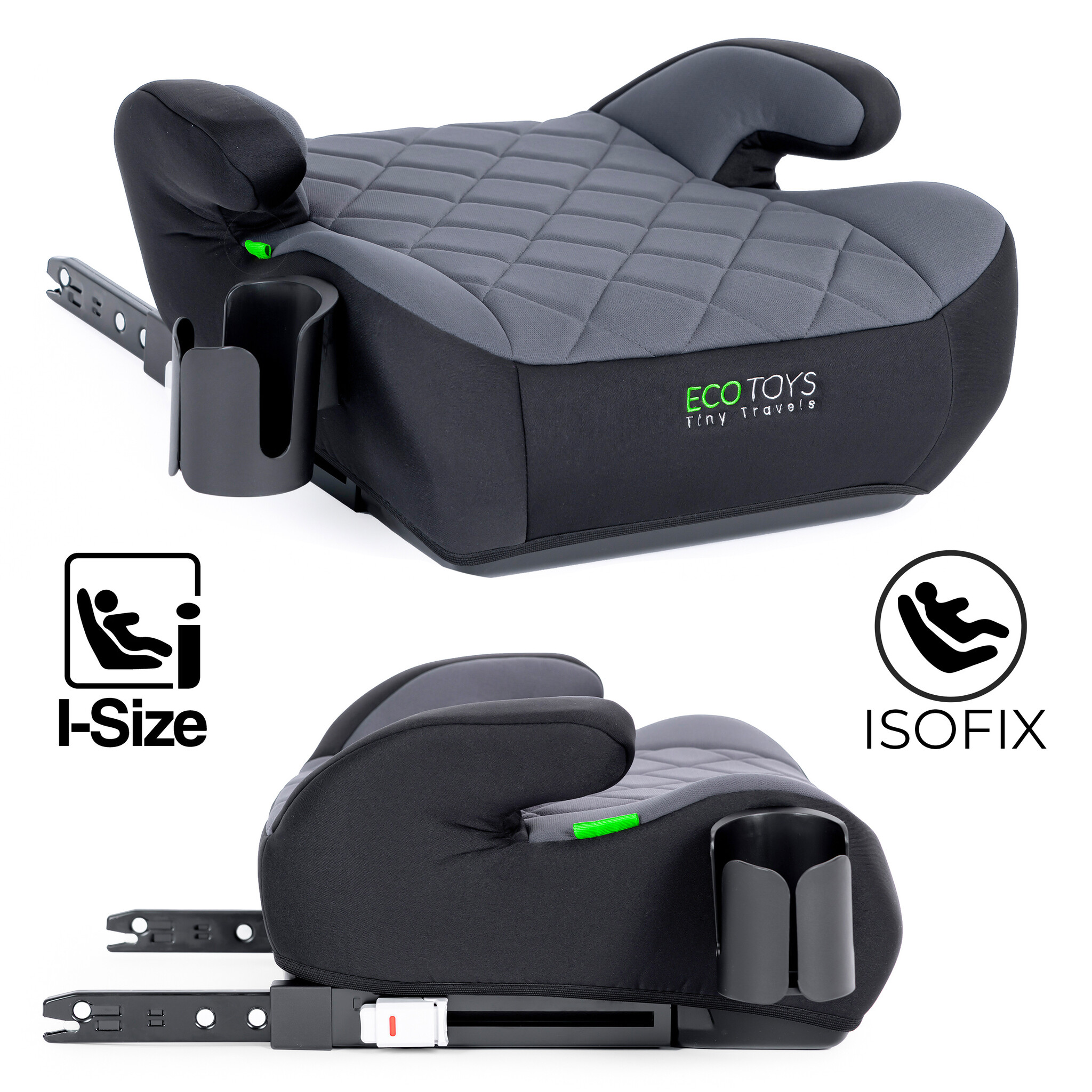 Stoelverhoger met isofix - 125-150 cm - iSize normen - drankhouder