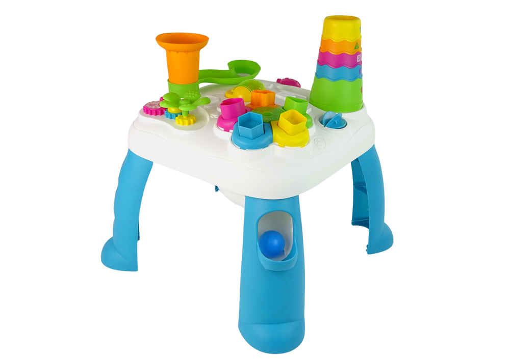Speeltafel kind - wit/blauw - LEDs en vormen - 40x40x51 cm