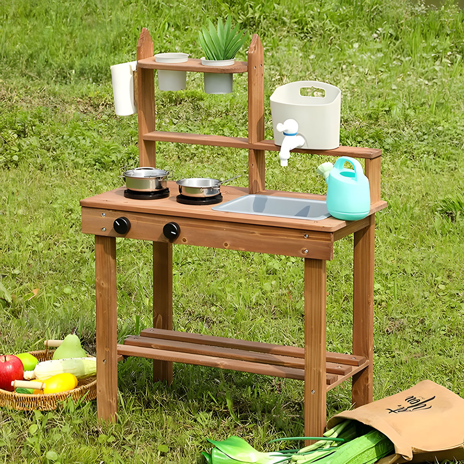 Speelkeuken - modderkeuken - werkende kraan - inclusief accessoires