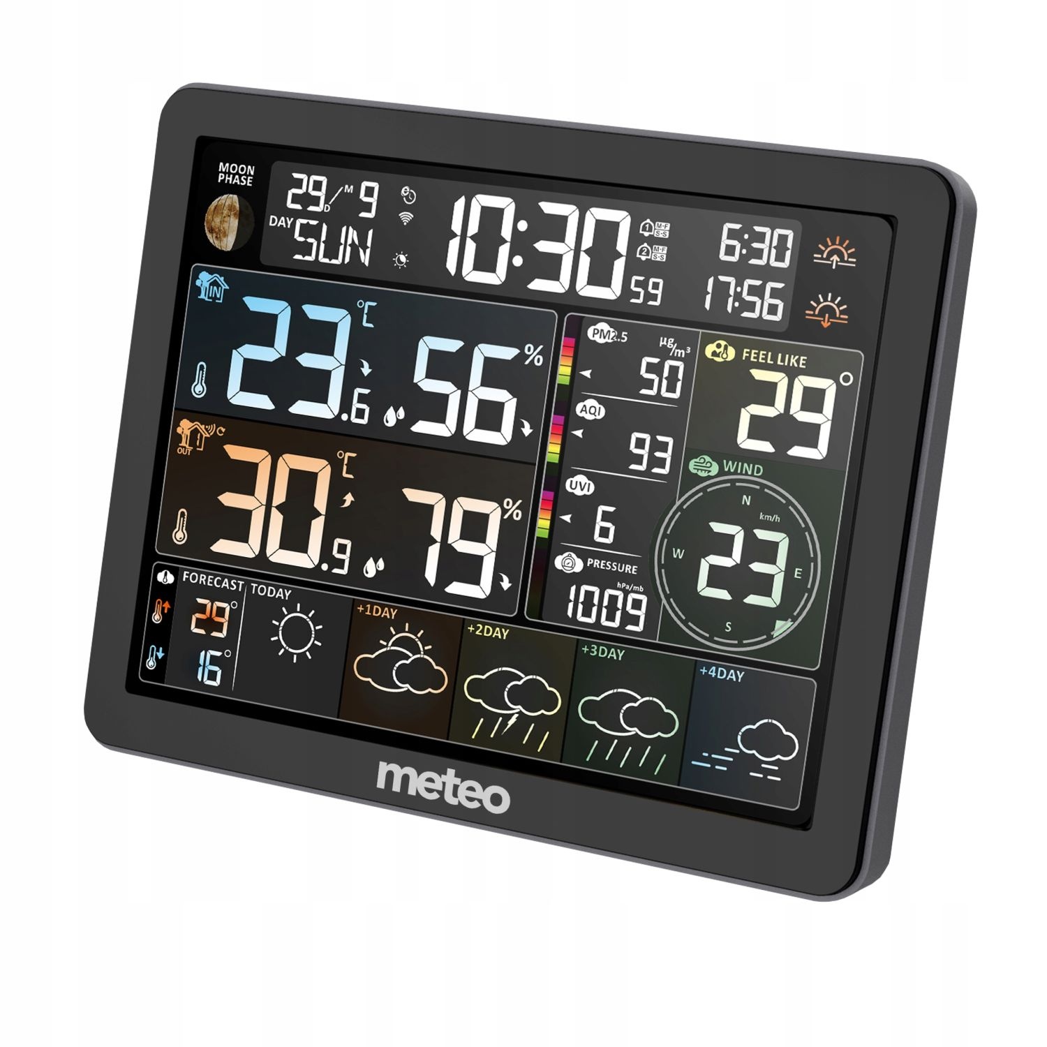 Weerstation met buitensensor - draadloos - barometer - luchtvervuilingsindicator