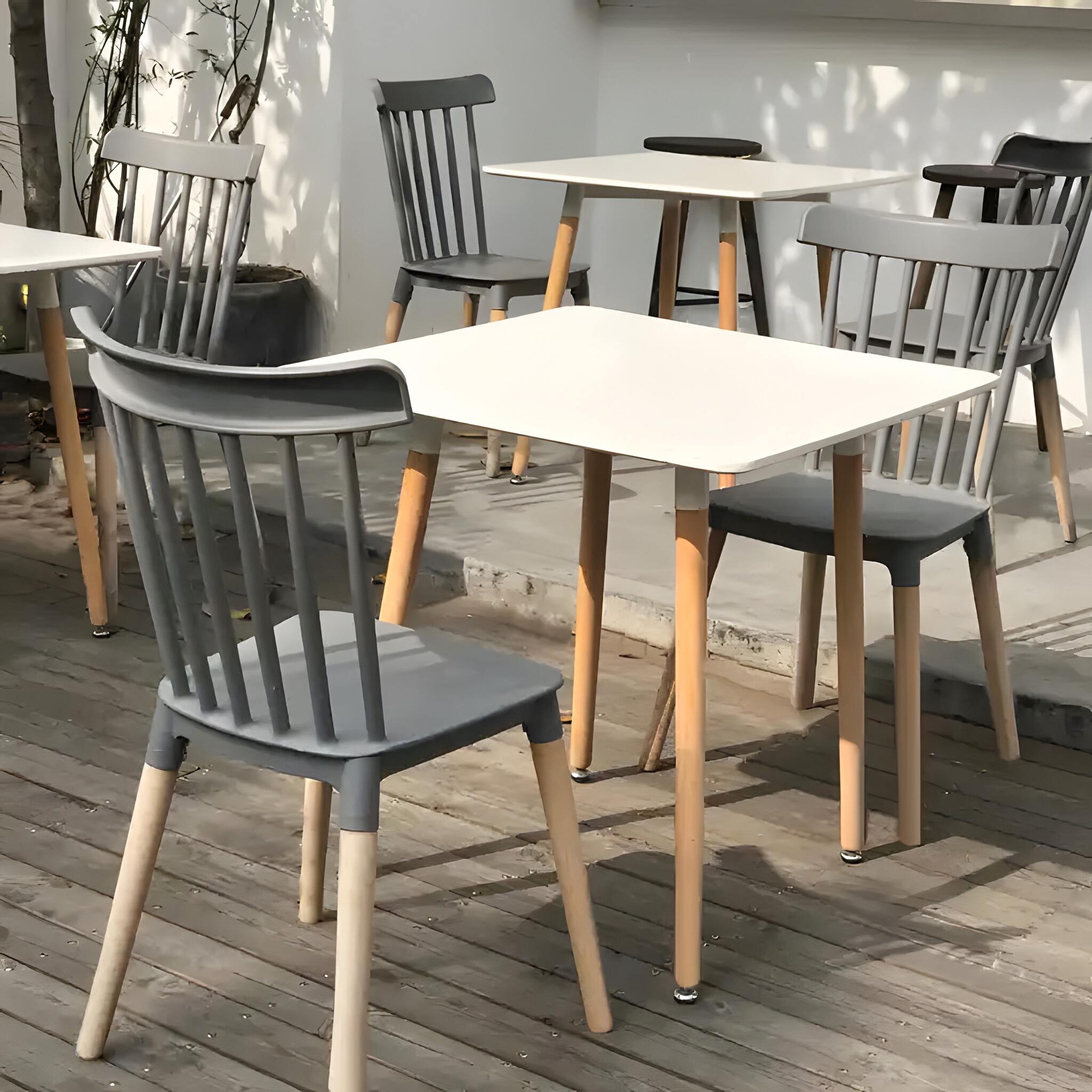 Eettafel Scandinavisch - beukenhout - 80x80 cm - mat wit