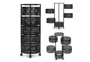 Universele keukenrek - mat zwart - 7 kg per plank - met wielen