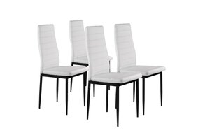 Eetkamerstoel - 4 stuks - wit - kunstleer - stalen poten