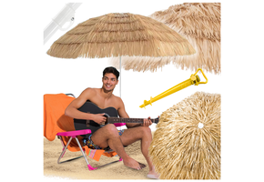 Strandparasol met UV-bescherming en metalen frame kopen?
