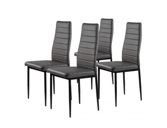 Onderhoudsvriendelijke Eetkamerstoelen - Set van 4 - Afwasbaar Kunstleer Grijs
