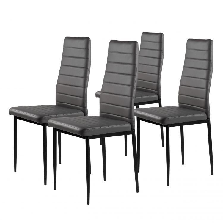 Onderhoudsvriendelijke Eetkamerstoelen - Set van 4 - Afwasbaar Kunstleer Grijs